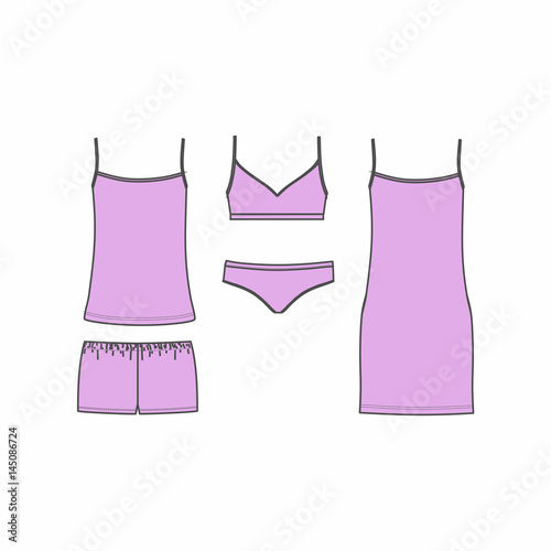 Set of lingerie, panties and bra, pajamas, home clothes.