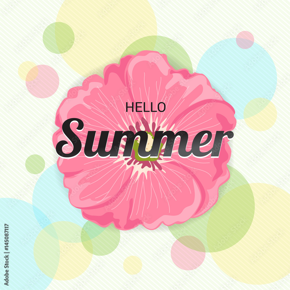 Summer Flowers Background or Summer floral Design on colorful background