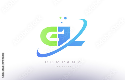 gl g l alphabet green blue swoosh letter logo icon design
