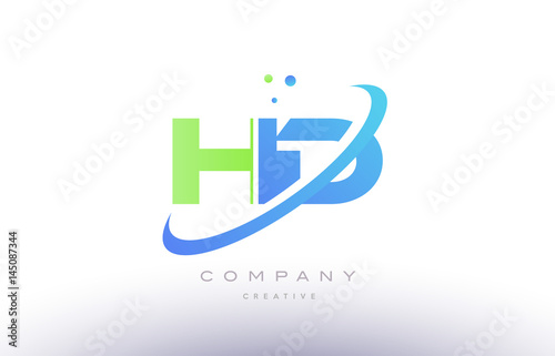 hd h d alphabet green blue swoosh letter logo icon design