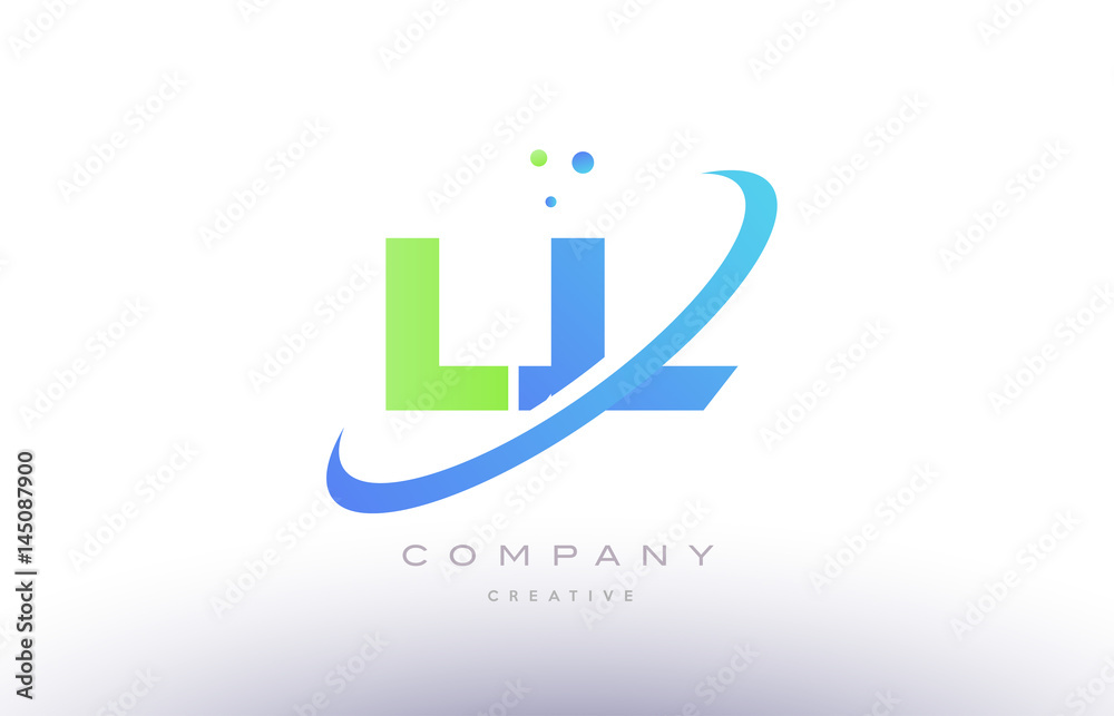 ll l  alphabet green blue swoosh letter logo icon design