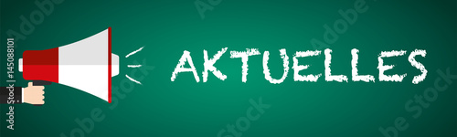 Aktuelles - Megafon auf grüner Tafel - Flat Design