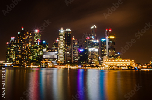 Singapore cityscape at night  Central Business District  Marina Bay 