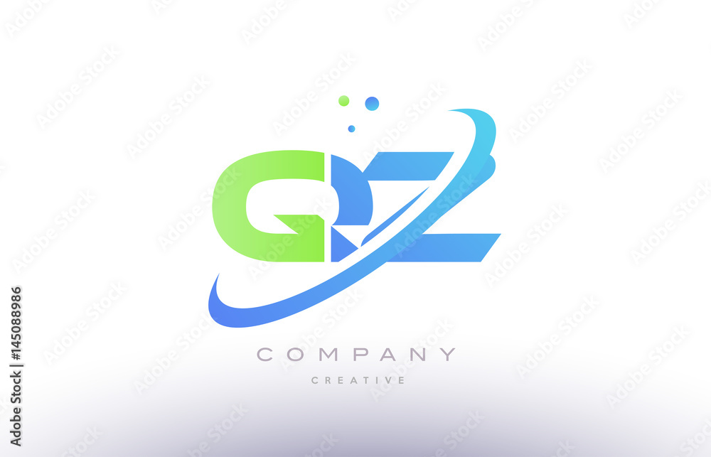qz q z alphabet green blue swoosh letter logo icon design qz q z alphabet green blue swoosh letter logo icon design