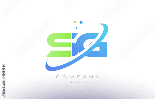 sg s g alphabet green blue swoosh letter logo icon design