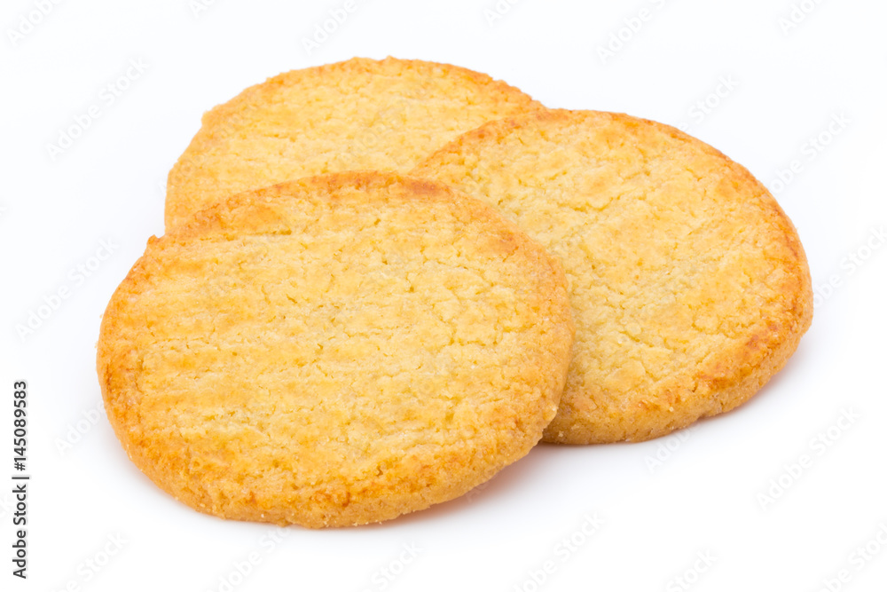 Stacked short pastry cookies isolated on white background. Stacked short pastry cookies isolated on white background.