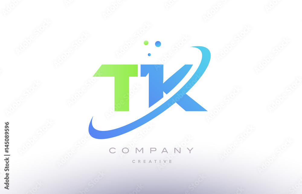 tk t k alphabet green blue swoosh letter logo icon design tk t k alphabet green blue swoosh letter logo icon design