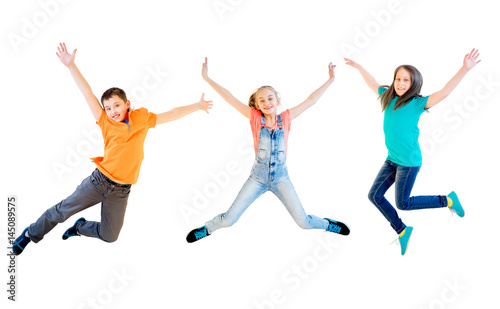Happy kids jumping