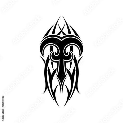 Aries zodiac. Abstract tribal tattoo design.