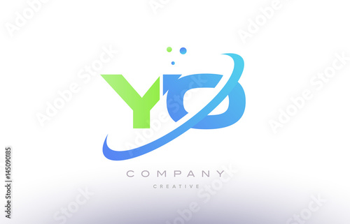 yo y o alphabet green blue swoosh letter logo icon design