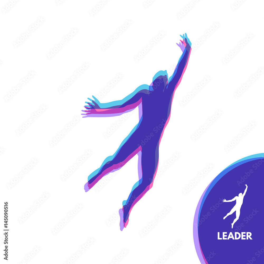 Leadership concept. Personal and Career Growth. Start Up Business Concept. Beginning of Business Ideas. Silhouettes of men. Vector Illustration.