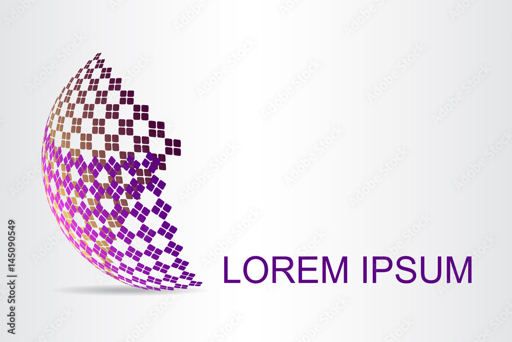 Fototapeta premium Logo stylized spherical surface with abstract shapes