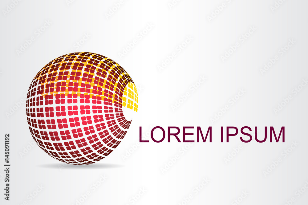 Logo stylized spherical surface with abstract shapes