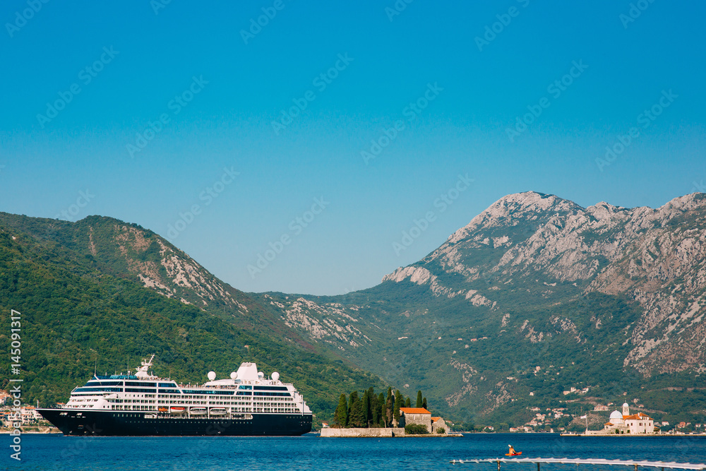 Cruise liner in the Boka Bay of Kotor in Montenegro.