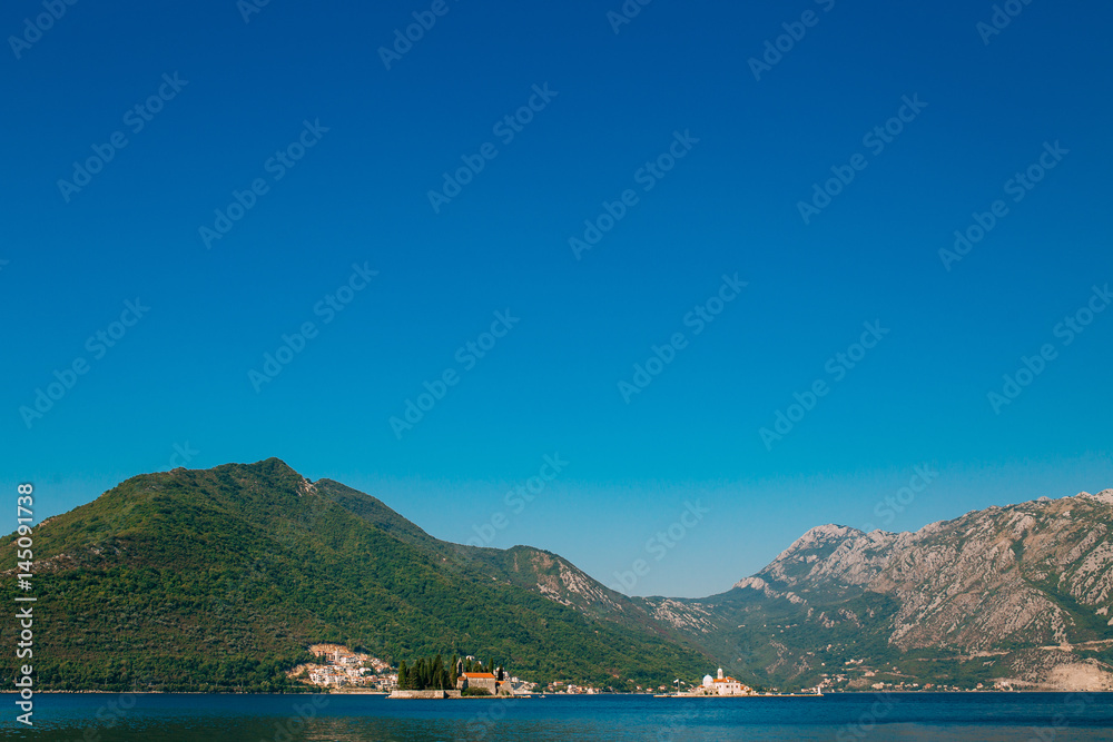 The island of Gospa od Skrpela in the Boko-Kotorsky Gulf near the town of Perast in Montenegro.