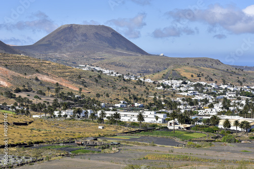 Scenic Haria mountain village sourrounded by palm trees, Lanzarote, Canary Islands, Spain