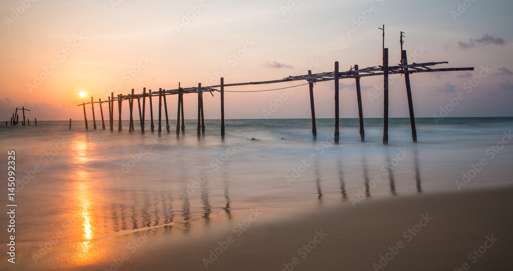 Old bridge in the sea, Phang-Nga, Thailand Old bridge in the sea, Phang-Nga, Thailand