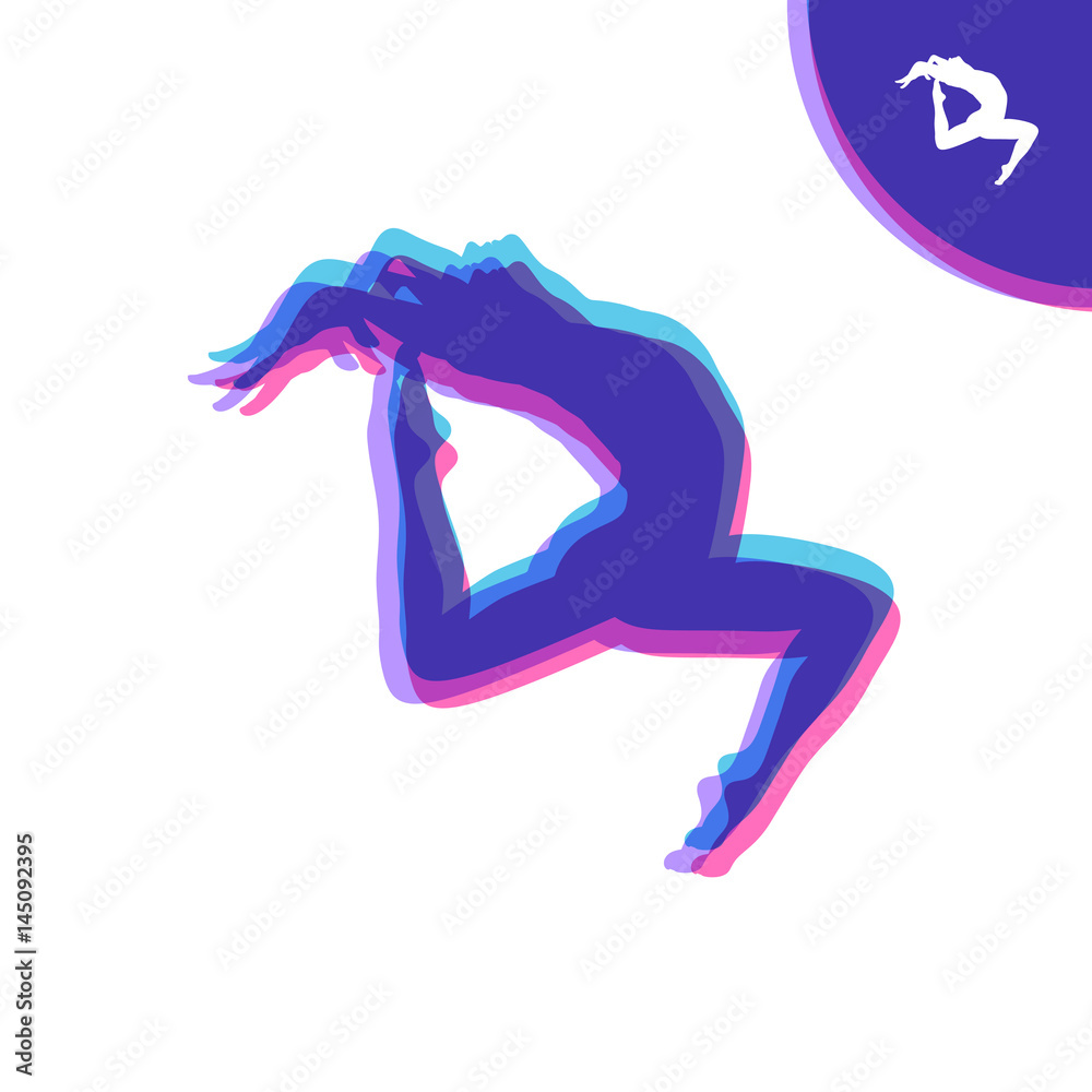 Gymnast. Silhouette of a Dancer. Gymnastics Activities for Icon Health and Fitness Community. Sport Symbol. Vector Illustration. Gymnast. Silhouette of a Dancer. Gymnastics Activities for Icon Health and Fitness Community. Sport Symbol. Vector Illustration.