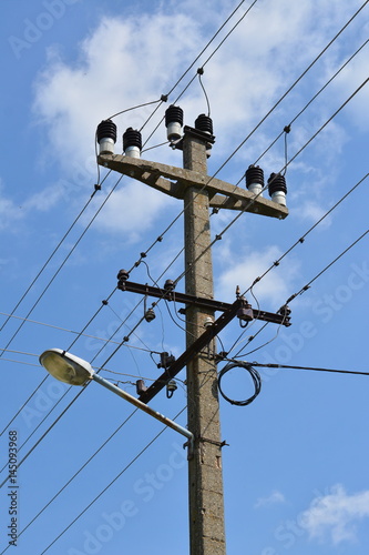 Electricity street lamp and wires