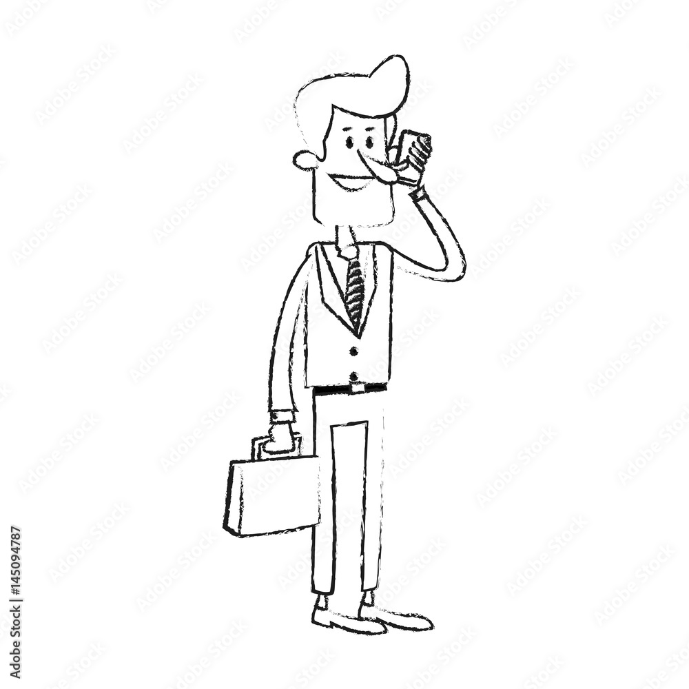 businessman making cellphone call icon image vector illustration design 