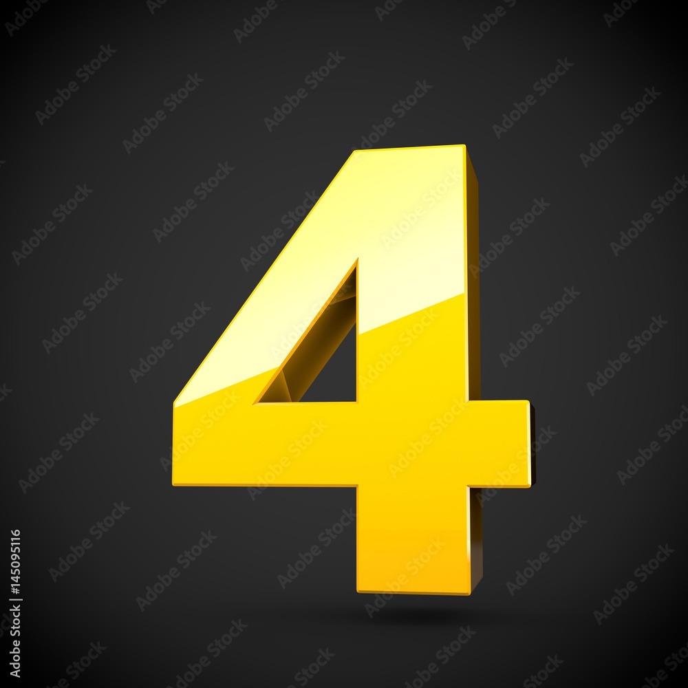 Fototapeta premium Glossy yellow paint number 4 with softbox reflection