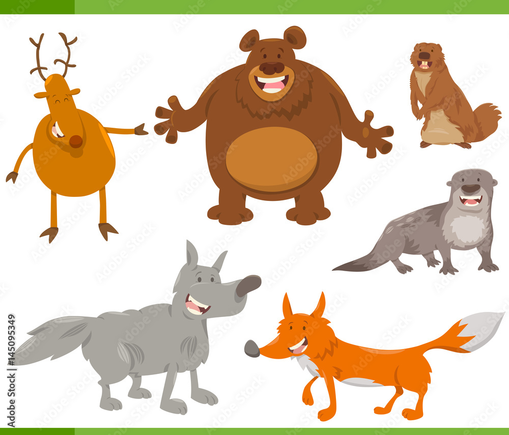 happy wild animal characters set happy wild animal characters set