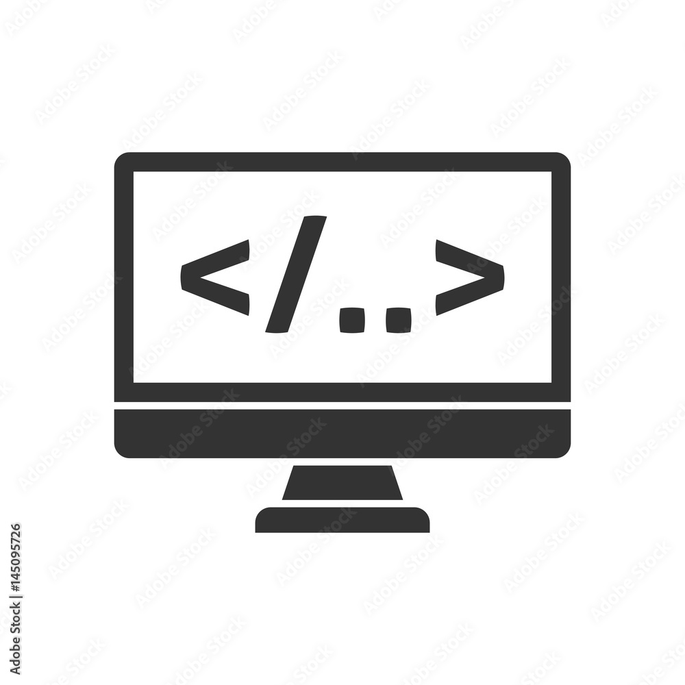 Computer monitor with coding icon Computer monitor with coding icon