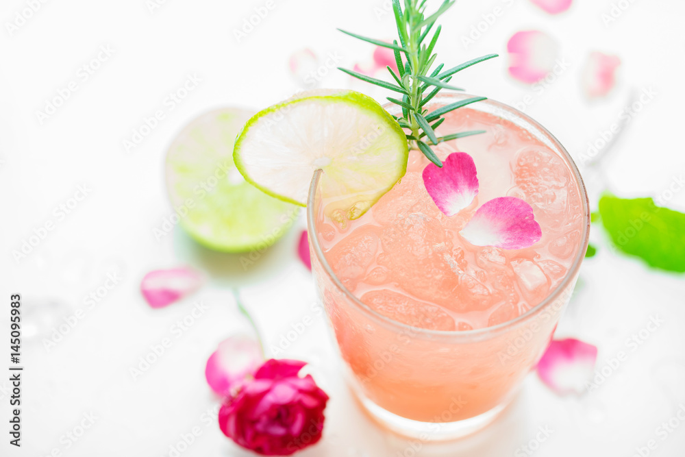 Refreshing summer drink with Strawberry in glasses Refreshing summer drink with Strawberry in glasses