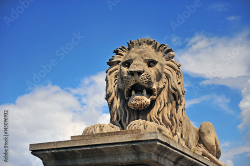 Stone lion monument in the Chain bridge