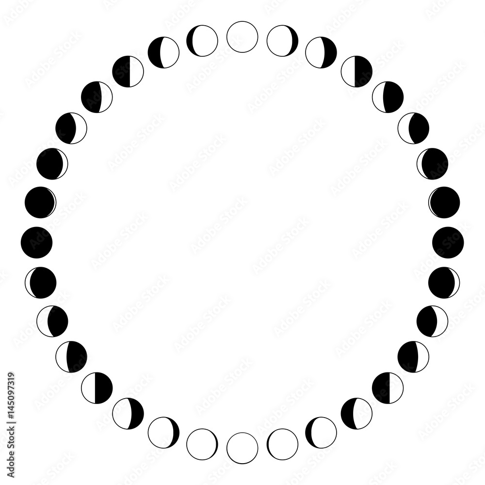Moon. The phases of the moon. Simple template. The whole cycle from new