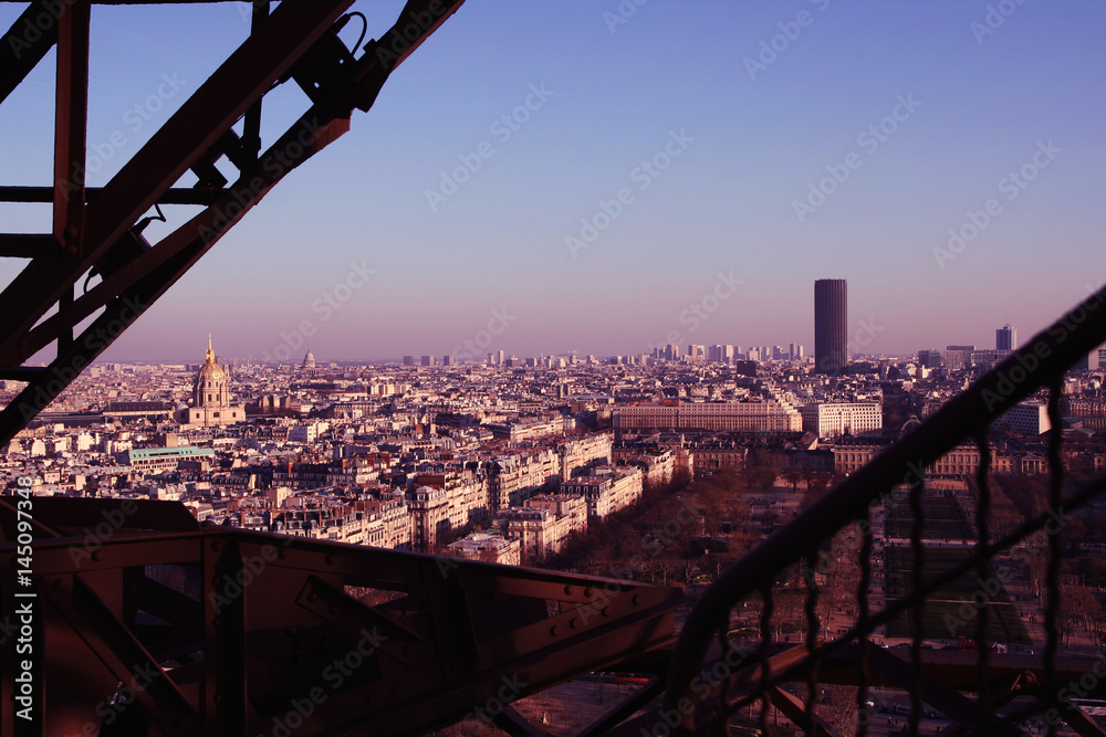 Paris View from Eiffel Tower to Tour Montparnasse and Les Invalides Paris View from Eiffel Tower to Tour Montparnasse and Les Invalides