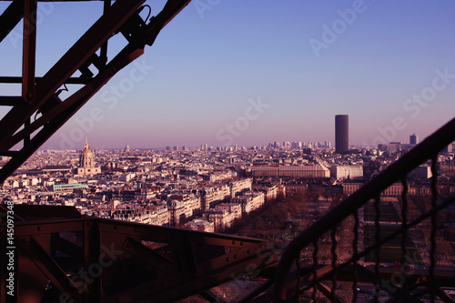 Paris View from Eiffel Tower to Tour Montparnasse and Les Invalides photo