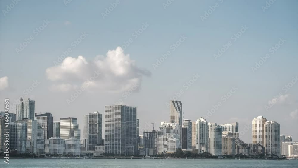 Time lapse of the skyline of the city of Miami at a daytime Time lapse of the skyline of the city of Miami at a daytime