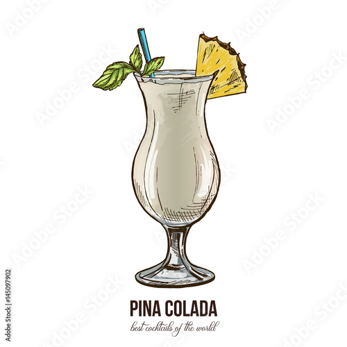 Pina colada cocktail, vector illustration