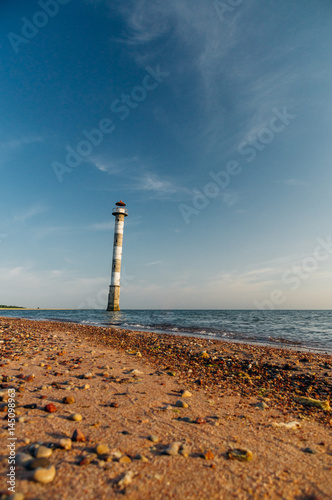 Skew lighthouse in the Baltic sea, Saaremaa, Estonia