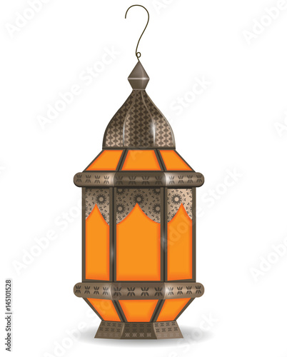 Ramadan Kareem realistic 3d lantern, isolated on white background. Vector illustration