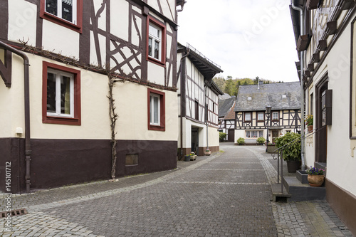 Medieval half-timbered houses in the city of Herrstein  Hunsrueck  Germany  Rhineland-Palatinate