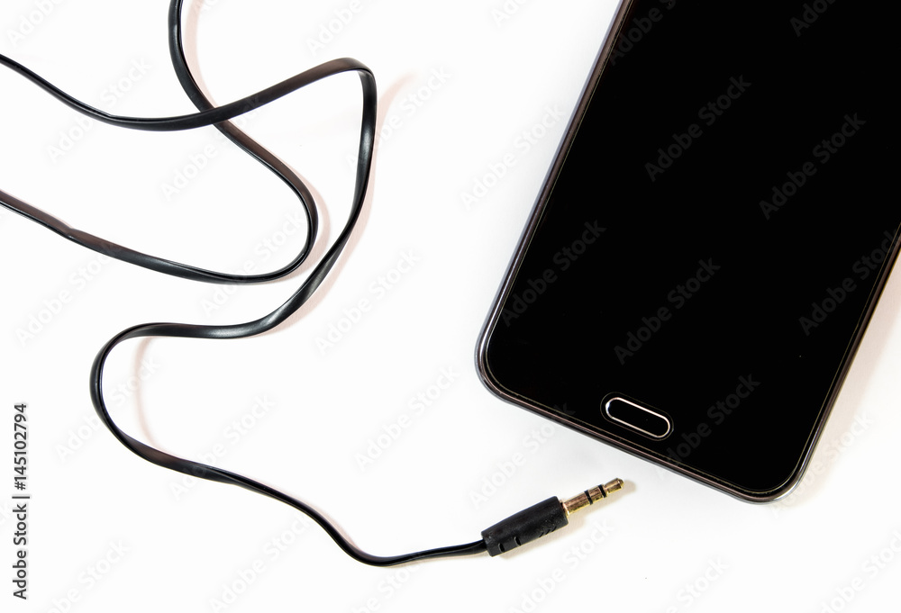 Flat line cable of audio jack connect to smart phone