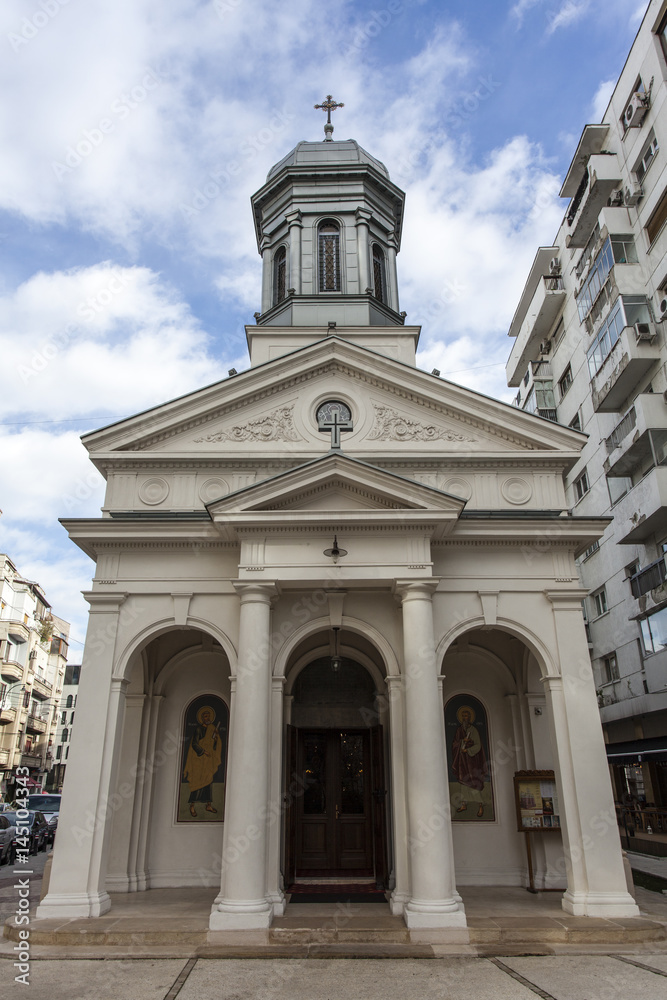 Facade of the Pahoria Biserica Alba church in Bucharest, Romania, Europe