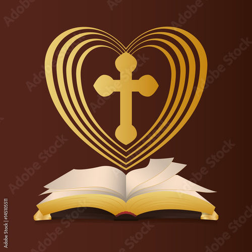 bible heart cross religion wedding vector illustration eps 10