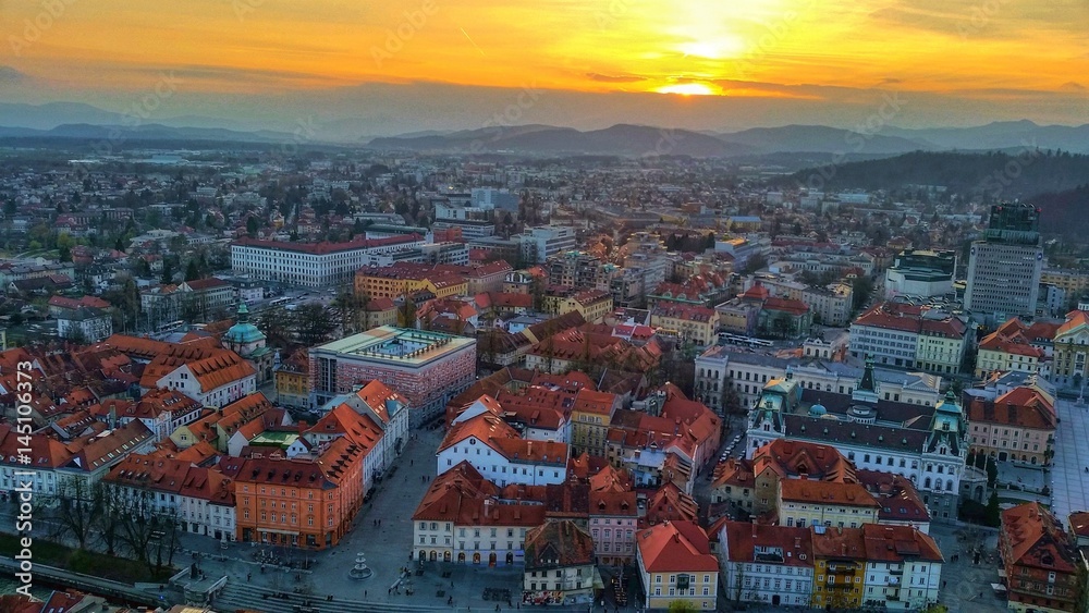 Sunset over Ljubljana, Slovenia