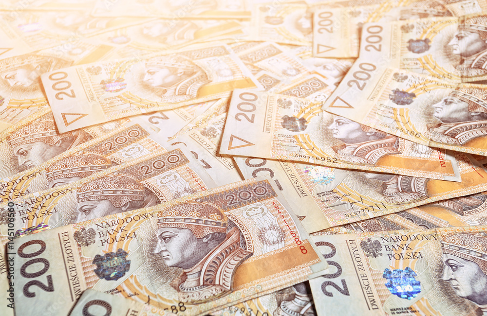 Background from Polish 200 zloty banknotes
