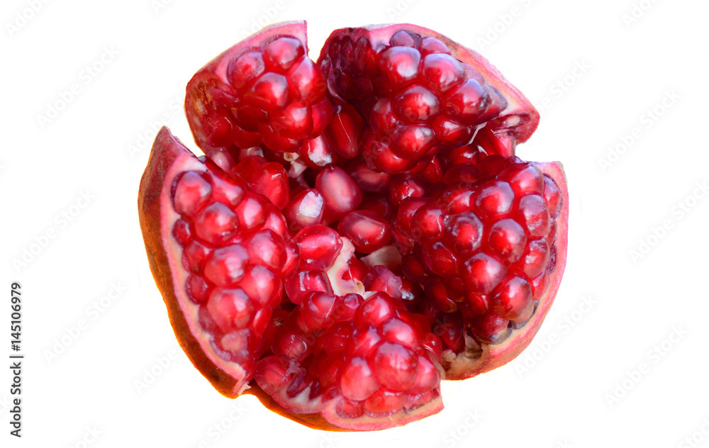 Pomegranate fruit close up view isolated on white background Pomegranate fruit close up view isolated on white background