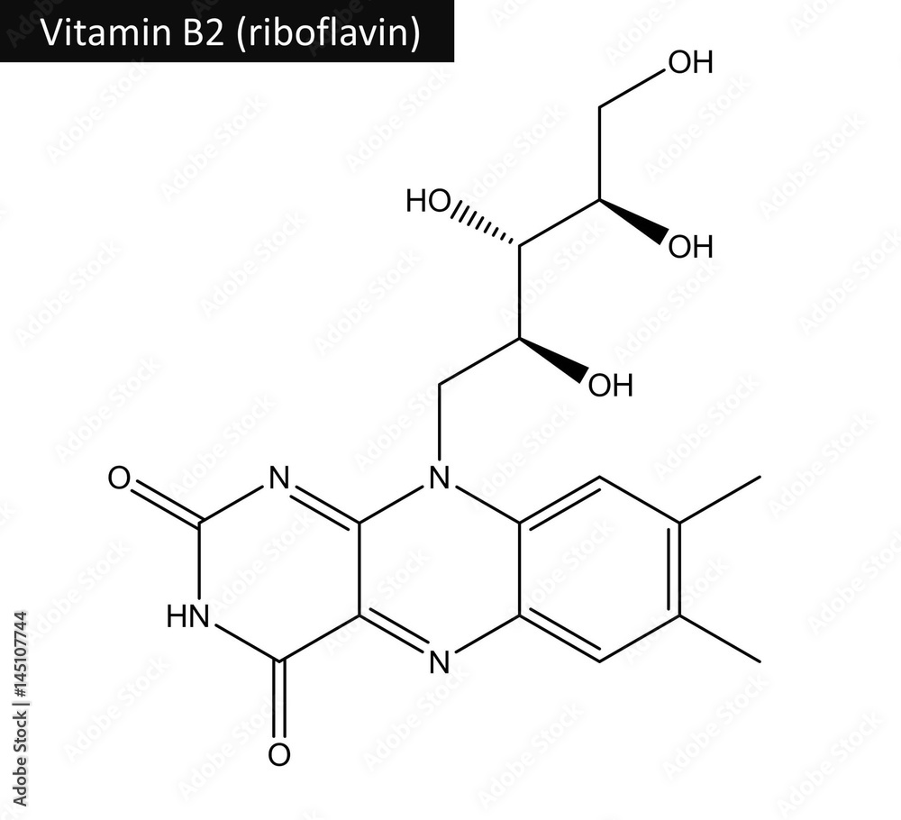 Molecular structure of riboflavin (vitamin B2) Molecular structure of riboflavin (vitamin B2)