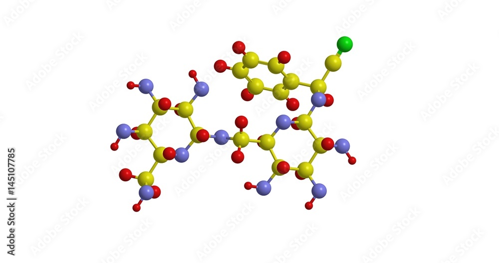 Molecular structure of Amygdalin (vitamin B17), 3D rendering