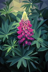 Papier peint photo Jungle Lupin rose illustration florale aquarelle pastel  © Claudia Prommegger