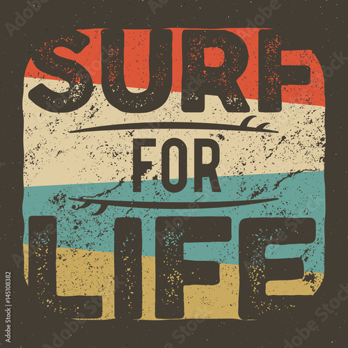 Canvas Print Vintage t-shirt apparel graphic design for surfing company