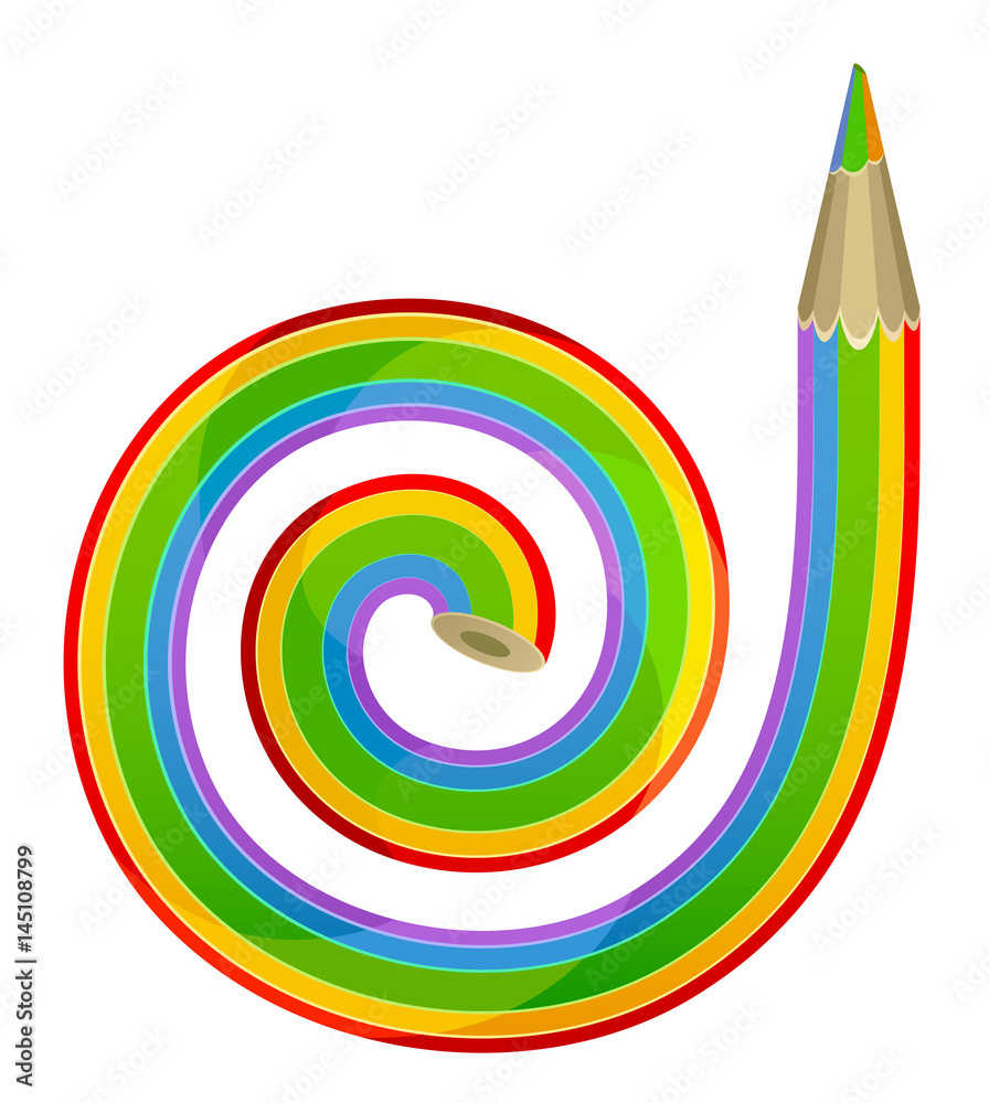 Obraz premium Rainbow multicolored spiral pencil