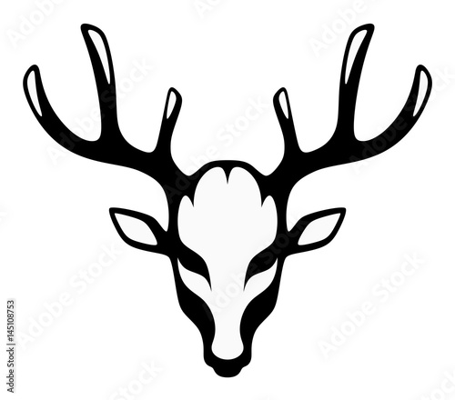 Stylized head of a black deer front view