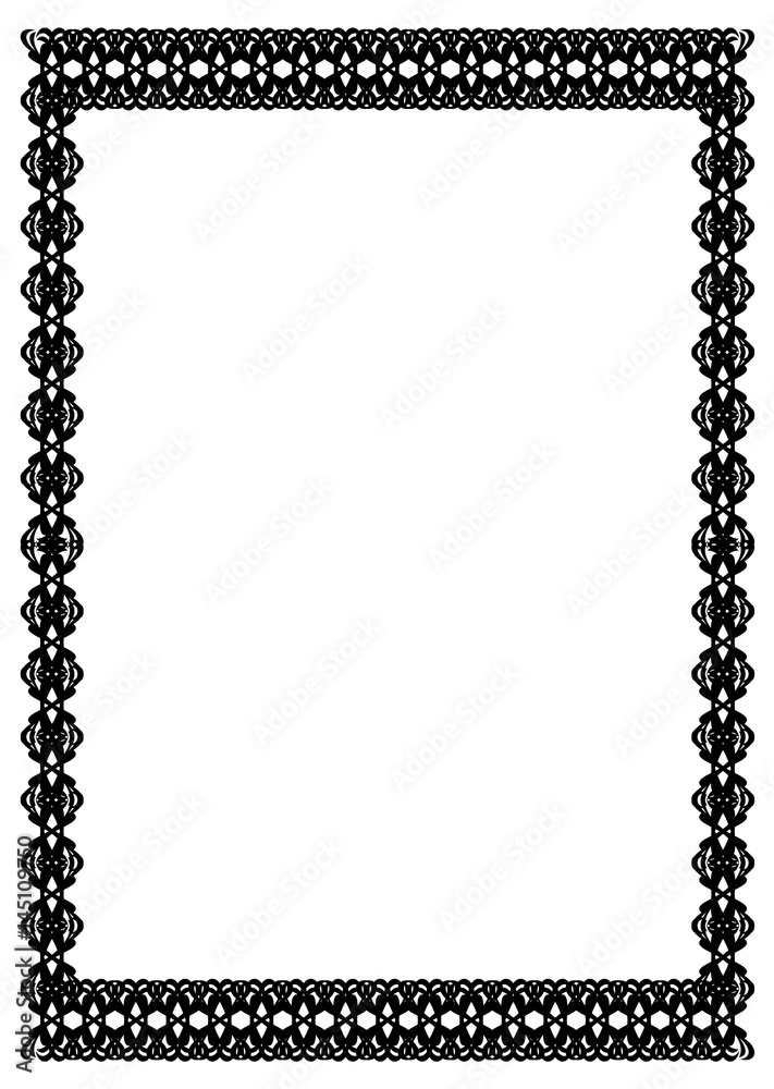 Black and white vertical frame. Copy space. Vector clip art